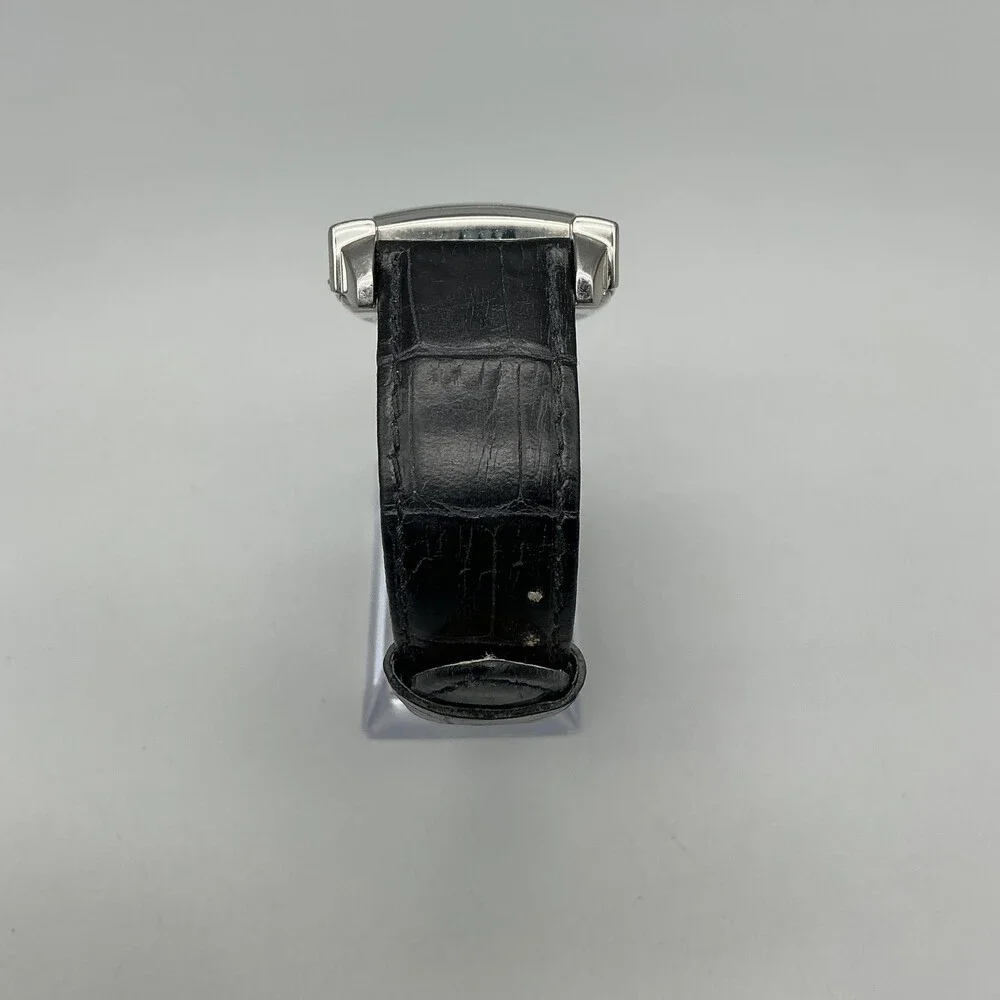 Stauer Mens Watch 35mm White Dial Black Leather Automatic Moon Phase For Parts